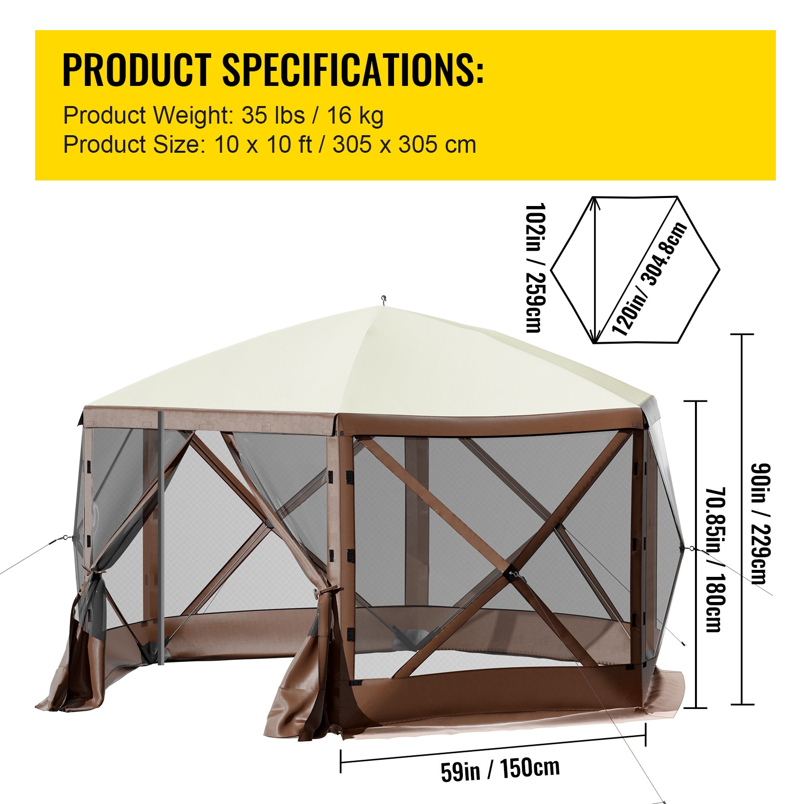 Camping Pop-up Gazebo Tent Waterproof Screen Shelter For Camping_voghion.com